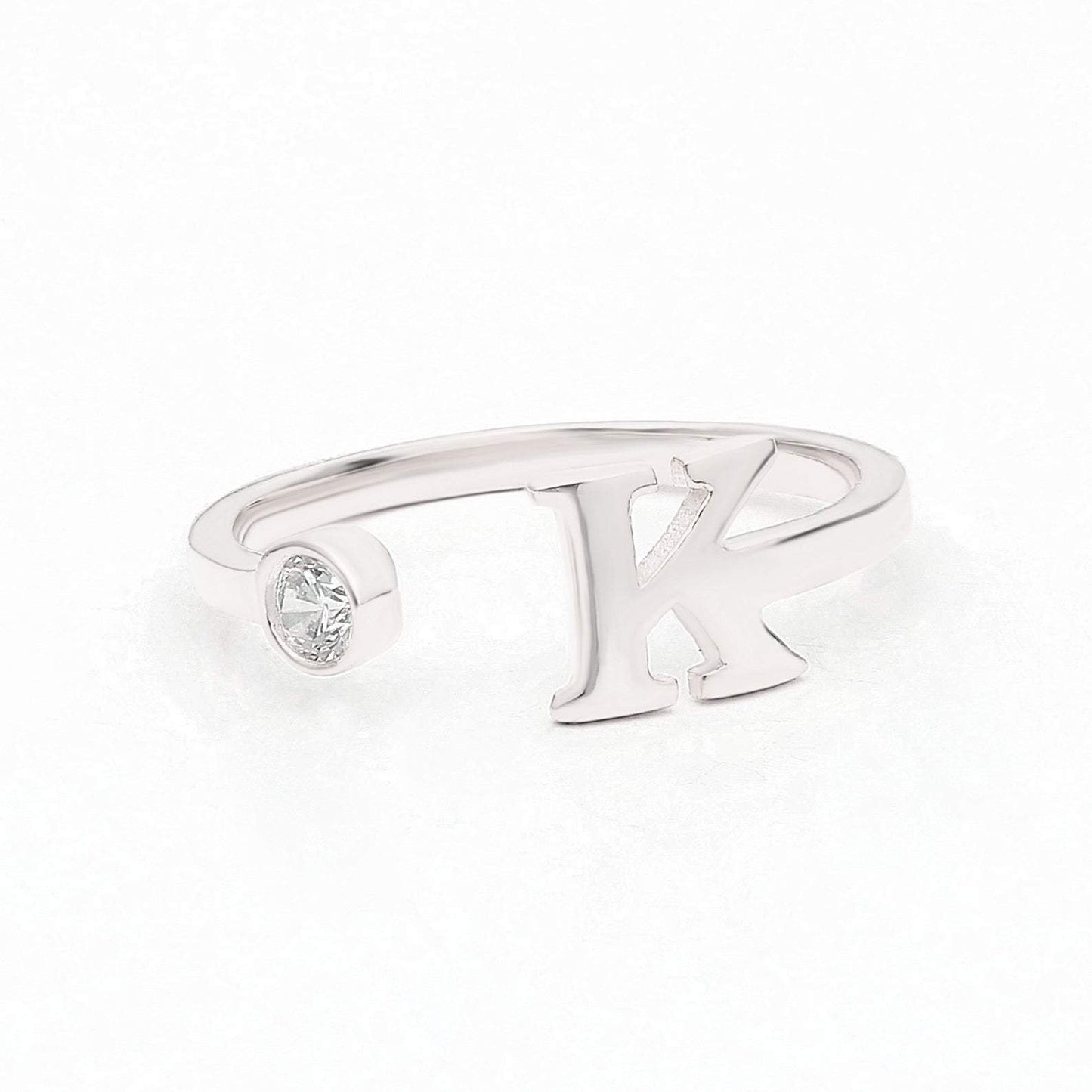 Gold Diamond Initial Stack Cuff Ring