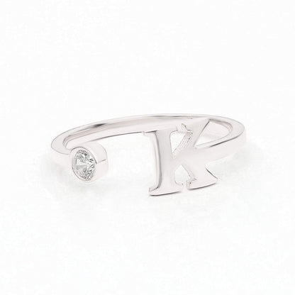 Gold Diamond Initial Stack Cuff Ring
