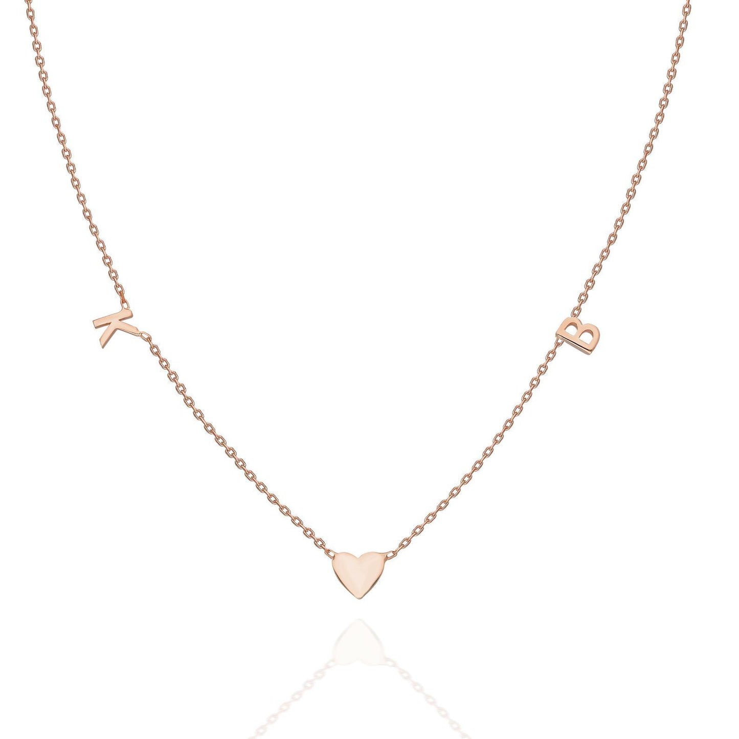 Gold Heart 2 Initial Charm Necklace