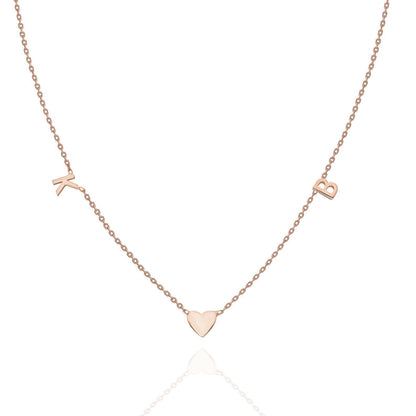 Gold Heart 2 Initial Charm Necklace