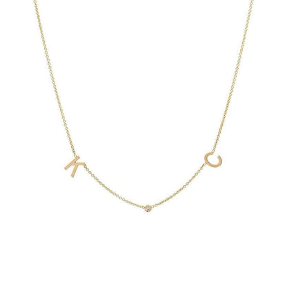 Bezel Diamond Initial Necklace