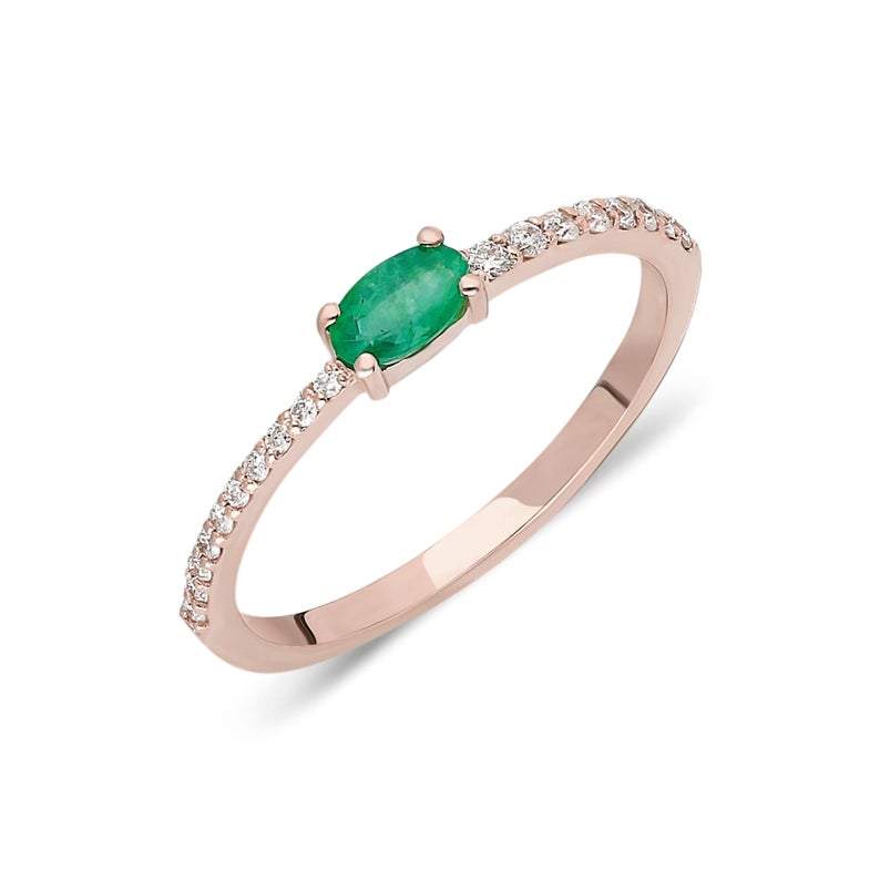 Oval Diamond Emerald Diamond Ring