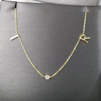 Bezel Diamond Initial Necklace