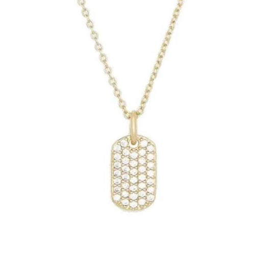Diamond Dog Tag Pendant Necklace