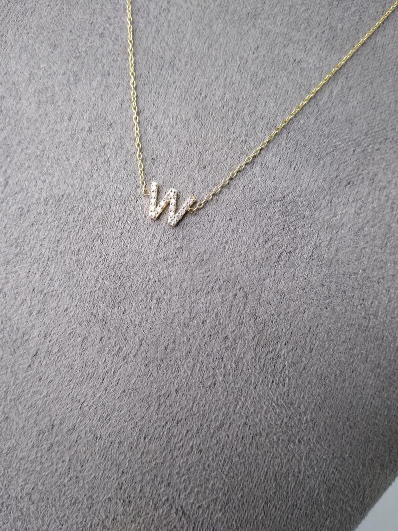 Tiny Diamond Letter Necklace