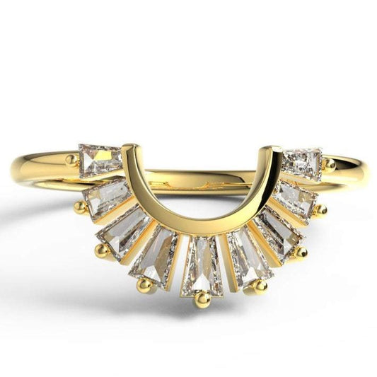 Curved Baguette Diamond Ring