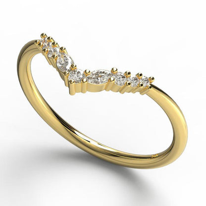 Curved Round Diamond Wedding Band