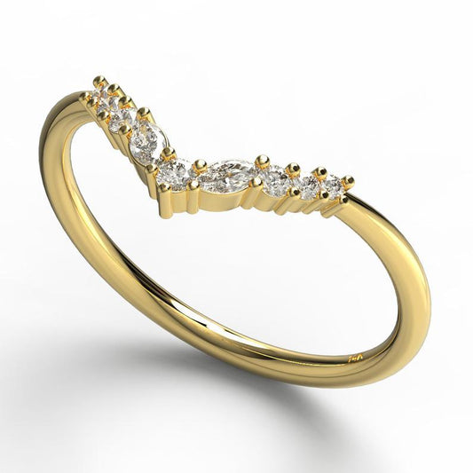 Curved Round Diamond Wedding Band
