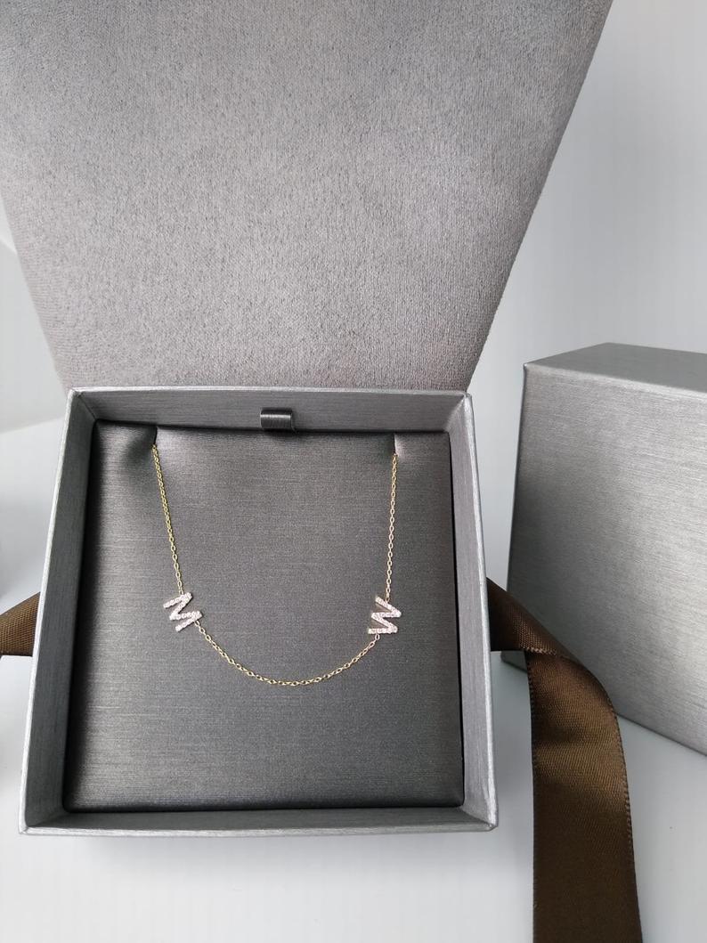 Tiny Diamond Letter Necklace