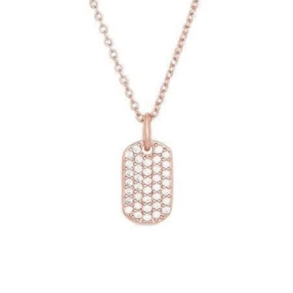 Diamond Dog Tag Pendant Necklace