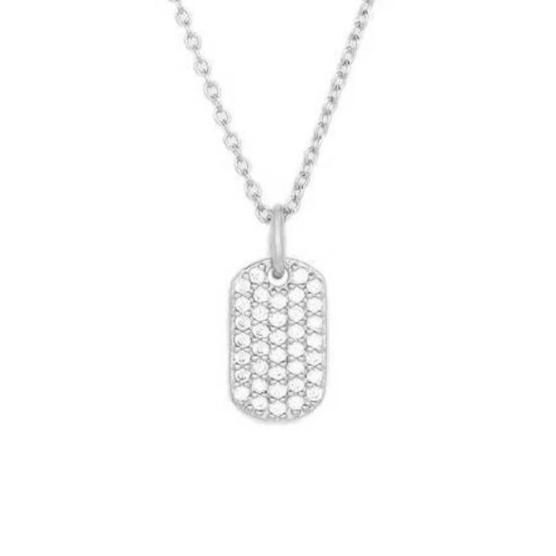 Diamond Dog Tag Pendant Necklace