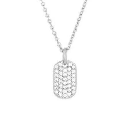 Diamond Dog Tag Pendant Necklace