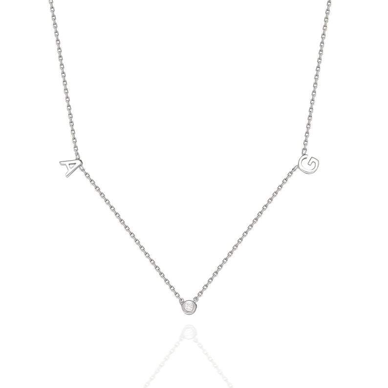 Bezel Diamond Initial Necklace