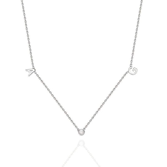 Bezel Diamond Initial Necklace