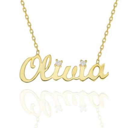Gold Diamond Name Necklace