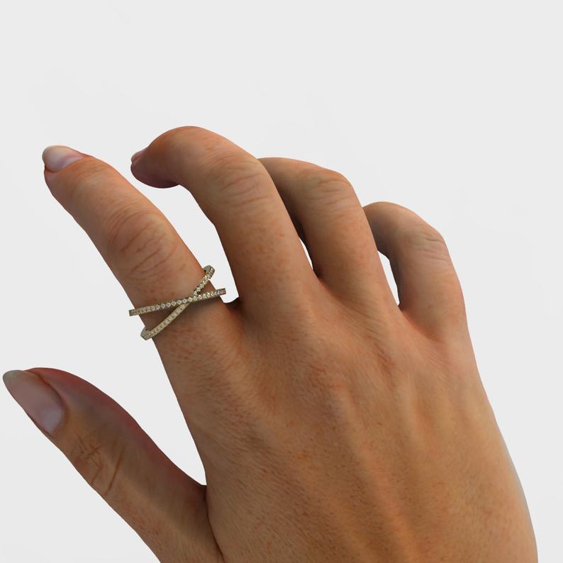 Gold Diamond Crisscross Ring