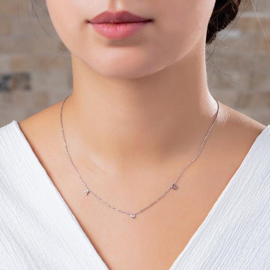 Bezel Diamond Initial Necklace