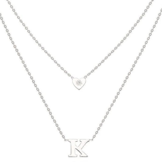 Gold Heart and Initial Charm Necklace