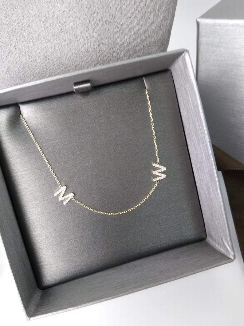 Tiny Diamond Letter Necklace