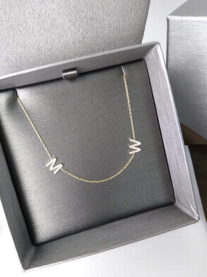 Tiny Diamond Letter Necklace