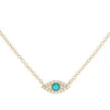 Gold Turquoise and Diamond Evil Eye Protection Necklace