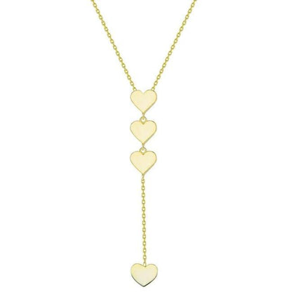 Gold Lariat Heart Dangle Necklace