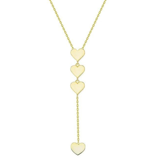 Gold Lariat Heart Dangle Necklace