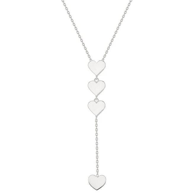 Gold Lariat Heart Dangle Necklace