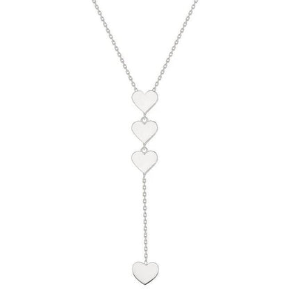 Gold Lariat Heart Dangle Necklace
