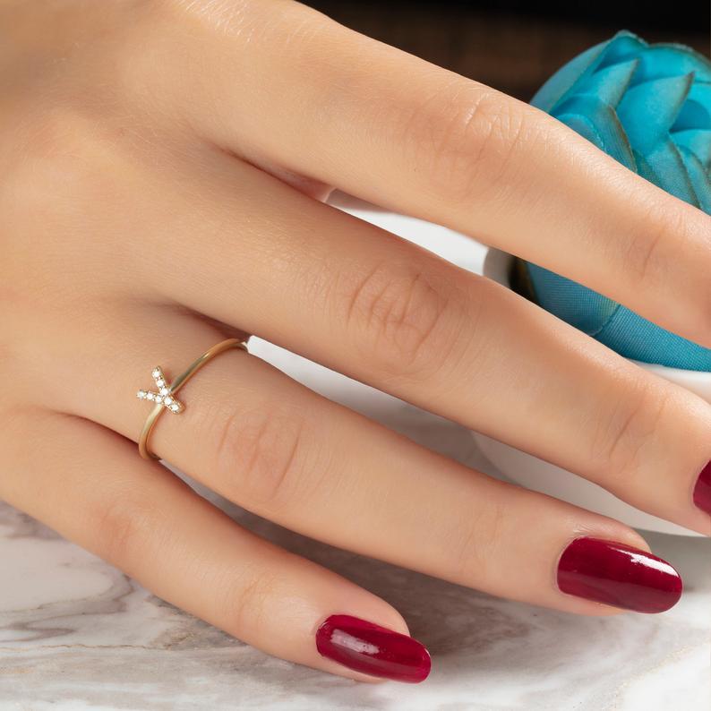 Diamond Initial Ring