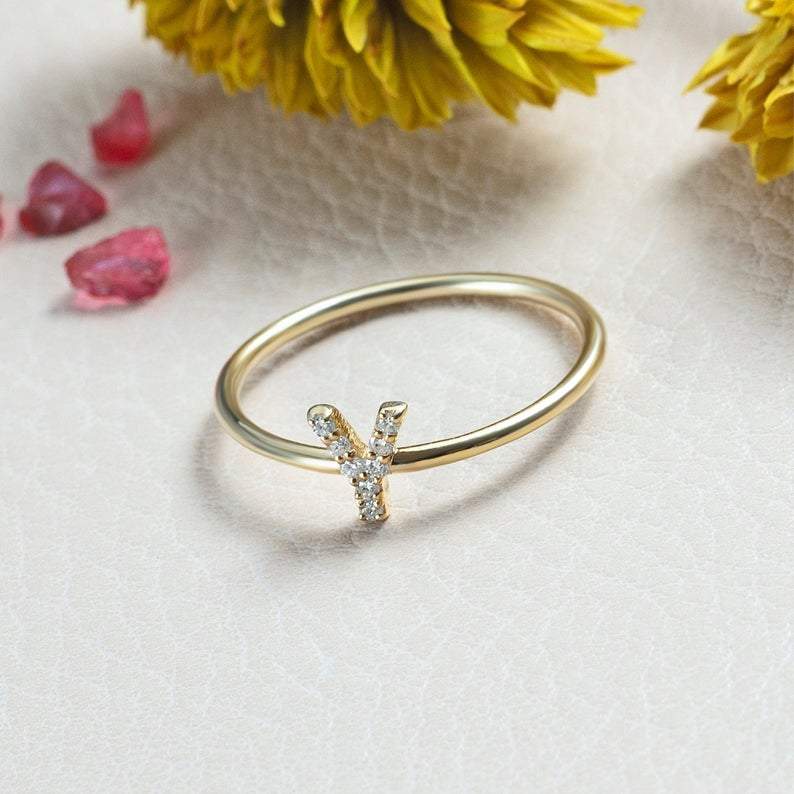 Diamond Initial Ring