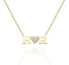 Diamond Double Letter Heart Necklace
