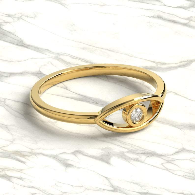 Gold Diamond Evil Eye Ring