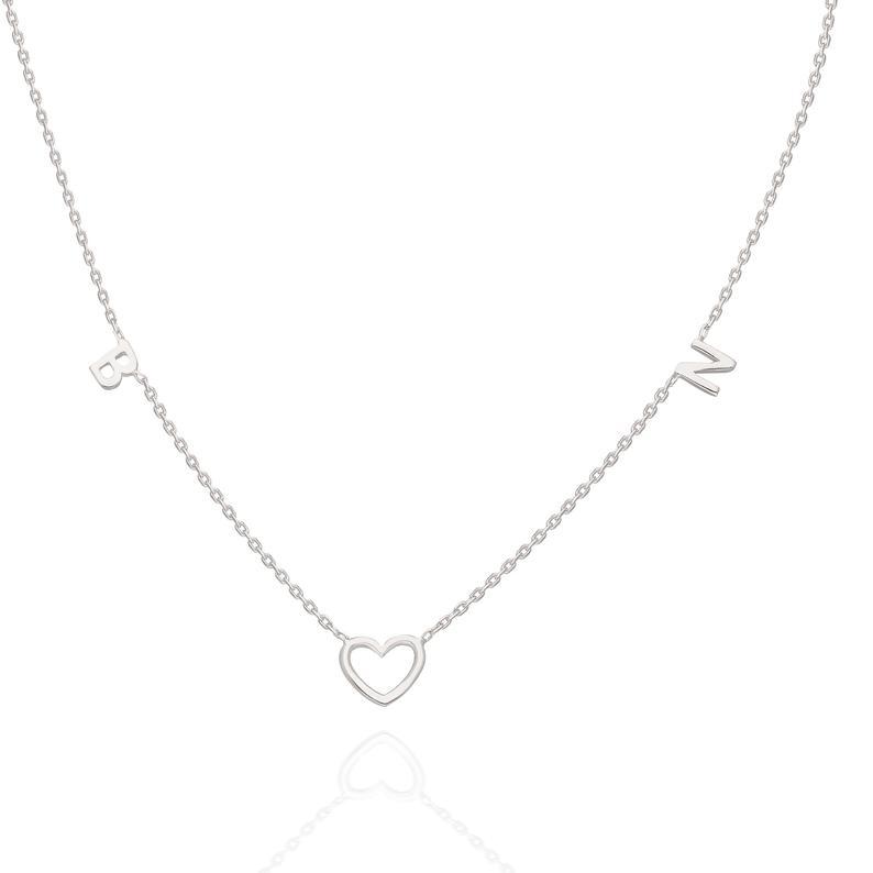 Gold Open Heart and Initial Charm Necklace