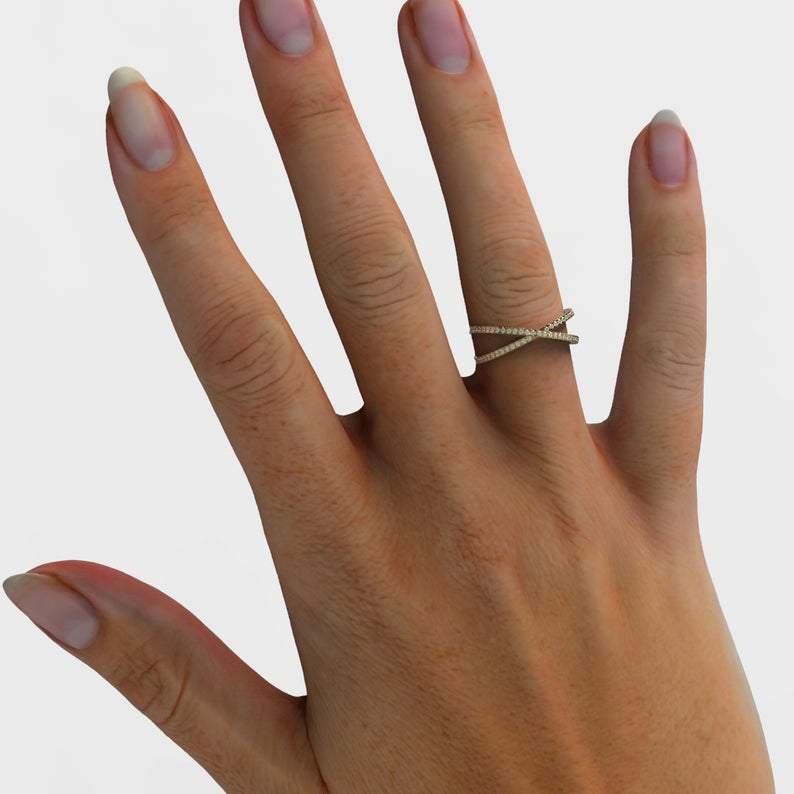 Gold Diamond Crisscross Ring