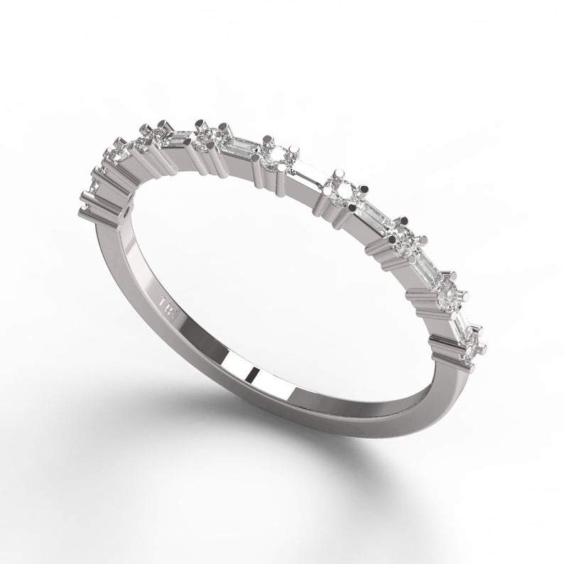 Baguette Diamond Half Eternity Band