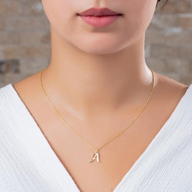 Personalized Birthstone Initial Necklace