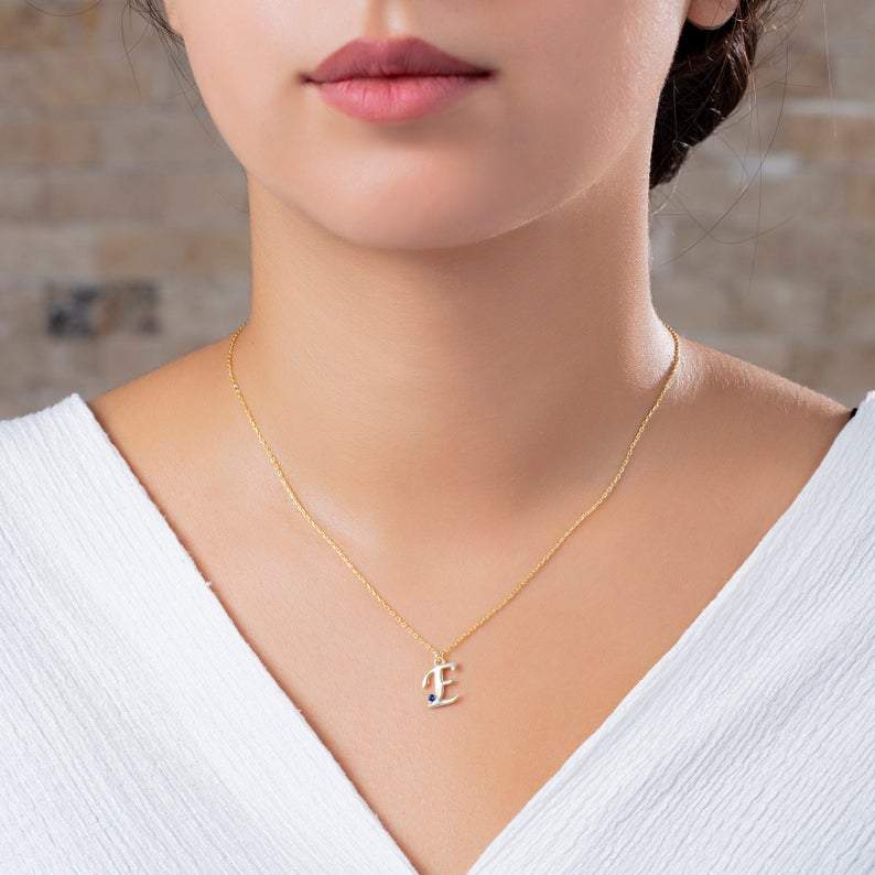 Personalized Birthstone Initial Necklace