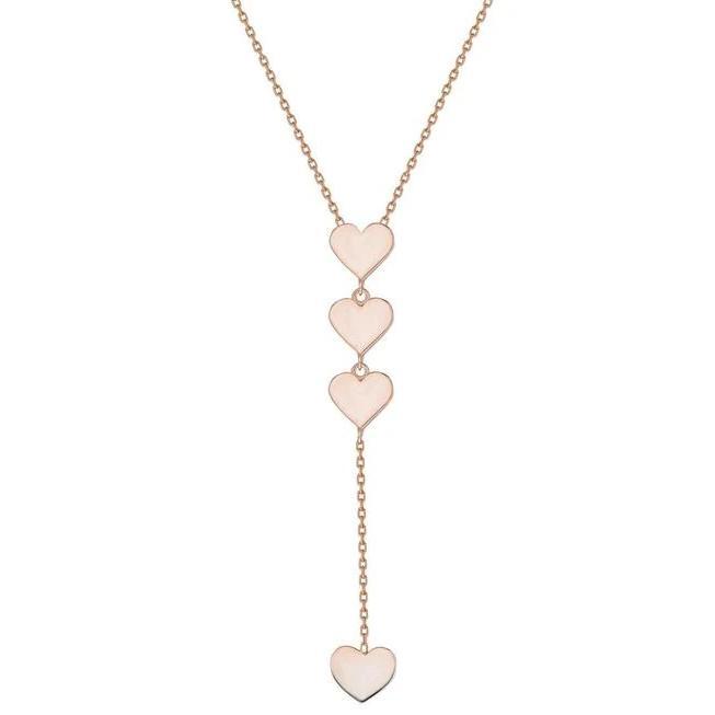 Gold Lariat Heart Dangle Necklace