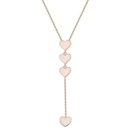 Gold Lariat Heart Dangle Necklace