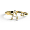 Gold Diamond Initial Ring