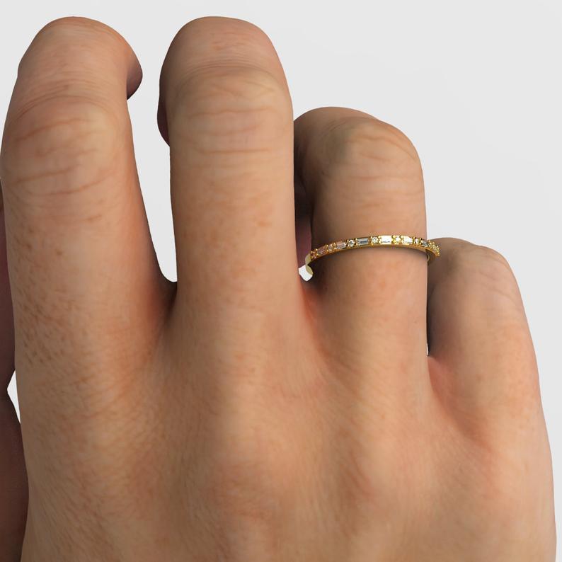 Round and Baguette Diamond Ring
