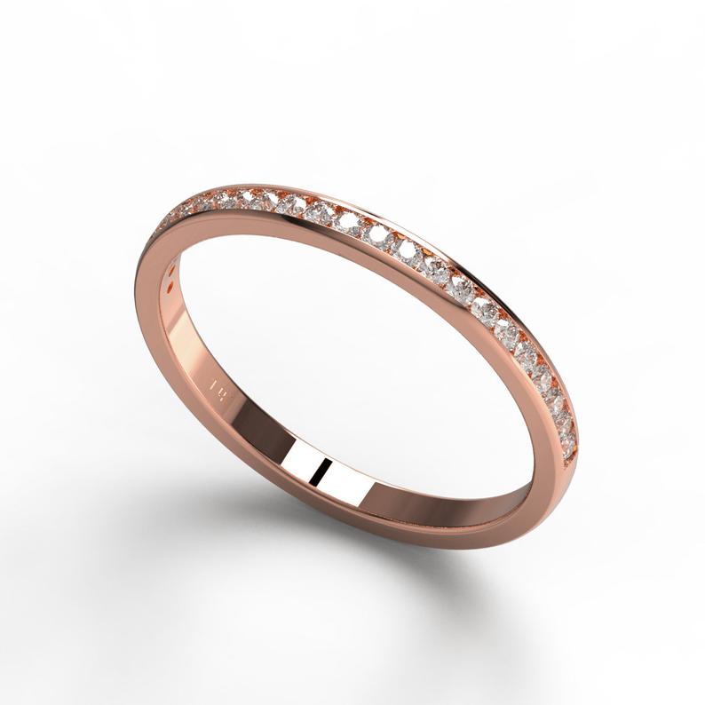 Half Eternity Channel Set Diamond Wedding Band
