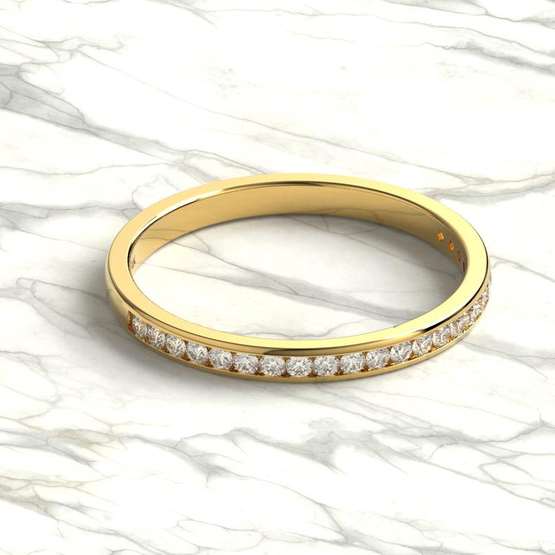 Half Eternity Channel Set Diamond Wedding Band