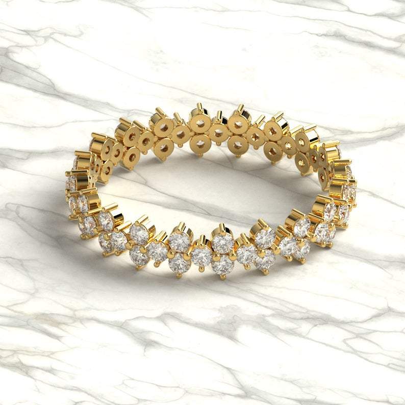 Gold Round Diamond Eternity Wedding Band