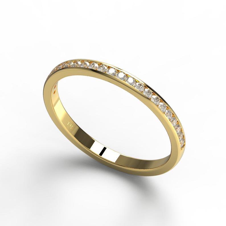 Half Eternity Channel Set Diamond Wedding Band