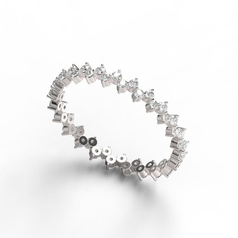 Round Diamond Eternity Wedding Band
