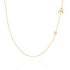 Diamond Single Initial Necklace with Solitaire Bezel Diamond