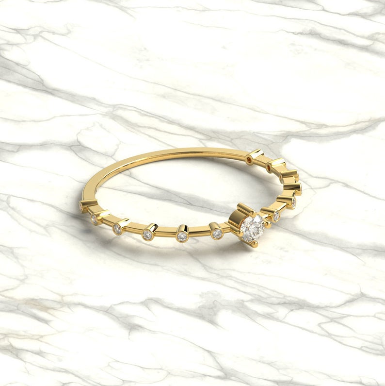 Round Diamond Wedding Band