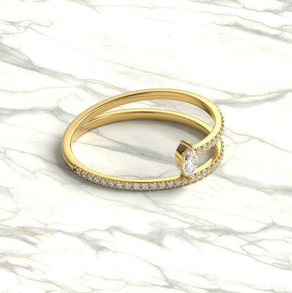 Spiral Marquise Diamond Ring